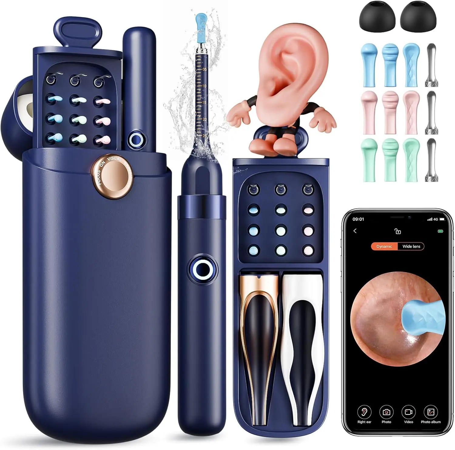 [DealsForYouDays] Smart Visual Ear Wax Removal Tool with 12 Replaceable Tips, HD Ear Camera Cleaning Kit, Professional Portable Ear Cleaner for Kids & Adults, Compatible with iOS & Android
