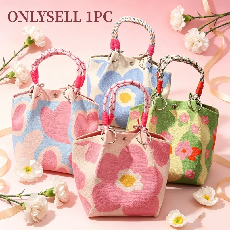 Mother's Day Gift Valentine's Day Gift, Soft Knitwear with Floral Heart Pattern, Perfect for Daily Wear, Dating, Shopping, Fashionable and Practical, Fashionable Patterned Bag, Casual Trendy Purse, Stylish Handbag