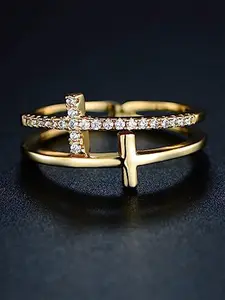 1 PC Fashion Cubic Zirconia Cross Ring For Women For Valentine's Day Gift Wedding Anniversary Party Jewelry Cubic Zirconia Rings Statement Multi Ring Wedding Promise Rings Beautiful Rings