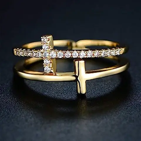 1 PC Fashion Cubic Zirconia Cross Ring For Women For Valentine's Day Gift Wedding Anniversary Party Jewelry Cubic Zirconia Rings Statement Multi Ring Wedding Promise Rings Beautiful Rings