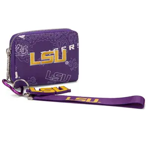 NCAA Zip Around Wallet with Lanyard – Stylish Women's Game Day Accessory Featuring Paisley Logo Design, Perfect for Events & Daily Carry 012