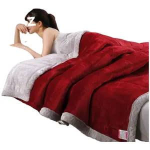 High End Three Layer Thickened Winter Blanket Coral Fleece Quilt And Double Warm Cover