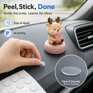 Clear Round Double Sided Adhesive Dots, Traceless Strong Sticky Mounting Pads, Waterproof No Drill Tape for Car Dashboard, Phone Holder, Hooks, Home Office Decor, Removable Transparent Wall Mount Stickers for Smooth Surfaces