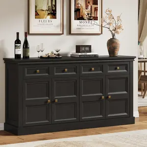 ONBRILL 63 Inch Buffet Cabinet with Storage, Large Sideboard Credenza with Drawers, 4 Doors Storage Sideboards, Accent Kitchen Coffee Bar Cabinets for Living Room Entryway