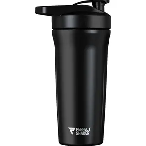 PERFECTSHAKER ACTIV Stainless Steel Shaker Cup 27oz, Cold 24hrs with ActionRod Technology & Integrated Handle for Easy Portability Leak-Free Guarantee, Dishwasher Safe Protein Shaker Bottle