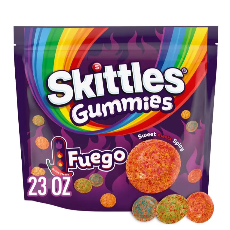 Skittles Fuego Novelty Candy Gummies - Tangy-Sweet Strawberry, Lemon Flavors, Sugar Snack, 23 oz.