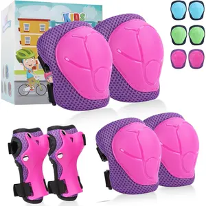 Knee Pads for Kids 3-14 Years Boys Girls Protective Gear Set Toddler Knee and Elbow Pads with Wrist Guards 6 in 1 Safety Gear Set for Skating Cycling Bike Rollerblading Scooter Roller Skates