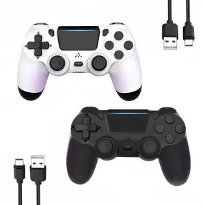 CORESI 2pack Wireless Controller for P4 and PC, Game Controller with Dual Vibration, Motion Sensor, Touch Panel, 3.5mm Headset Jack, Controller for PS4/PC（White and Black）