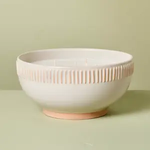 4-Wick Rim Stripe Ceramic Citronella Scented Bowl Candle 32oz Cream - Hearth & Hand with Magnolia