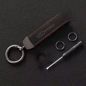 Ford Car Faux Leather Soft Keychain, Ford Logo, Premium Feel, Anti-Loss Key Ring, Durable and Wear-Resistant, Unisex Luxury Key Holder, Unique Design