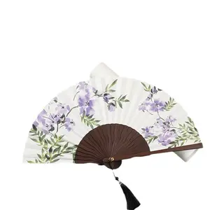 Bamboo craft folding fan, pastoral style folding fan, antique bamboo fan, portable summer fan, foldable fan for general use, suitable for pairing with bags, home and clothing accessory