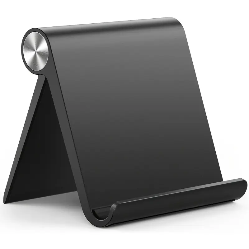 Black foldable tablet display stand, Tablet Holder with 120-degree adjustment and anti-slip clips, suitable for 6-12.9 inch iPads and Android phones, universally applicable, Tablet Mount Stand, Adjustable Tablet Stand