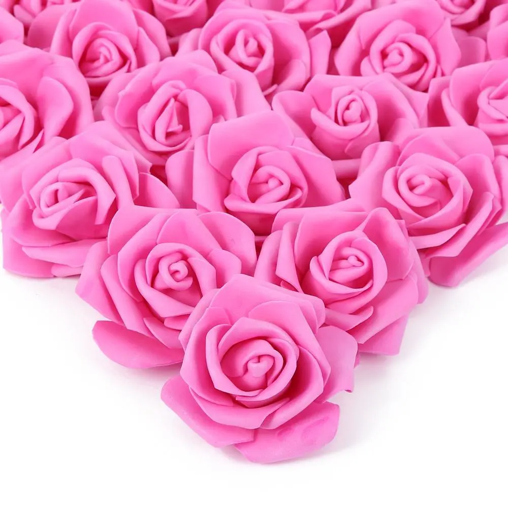 100-Count Bulk Lifelike Latex Foam Dark Blue Decorative Artificial Rose Heads - 1.25 in Ht, 3 inches Diameter Corsageready Heads, Handmade Variation for Crafters' DIY Home Decor Vase Fillers, Table, Flower Decor