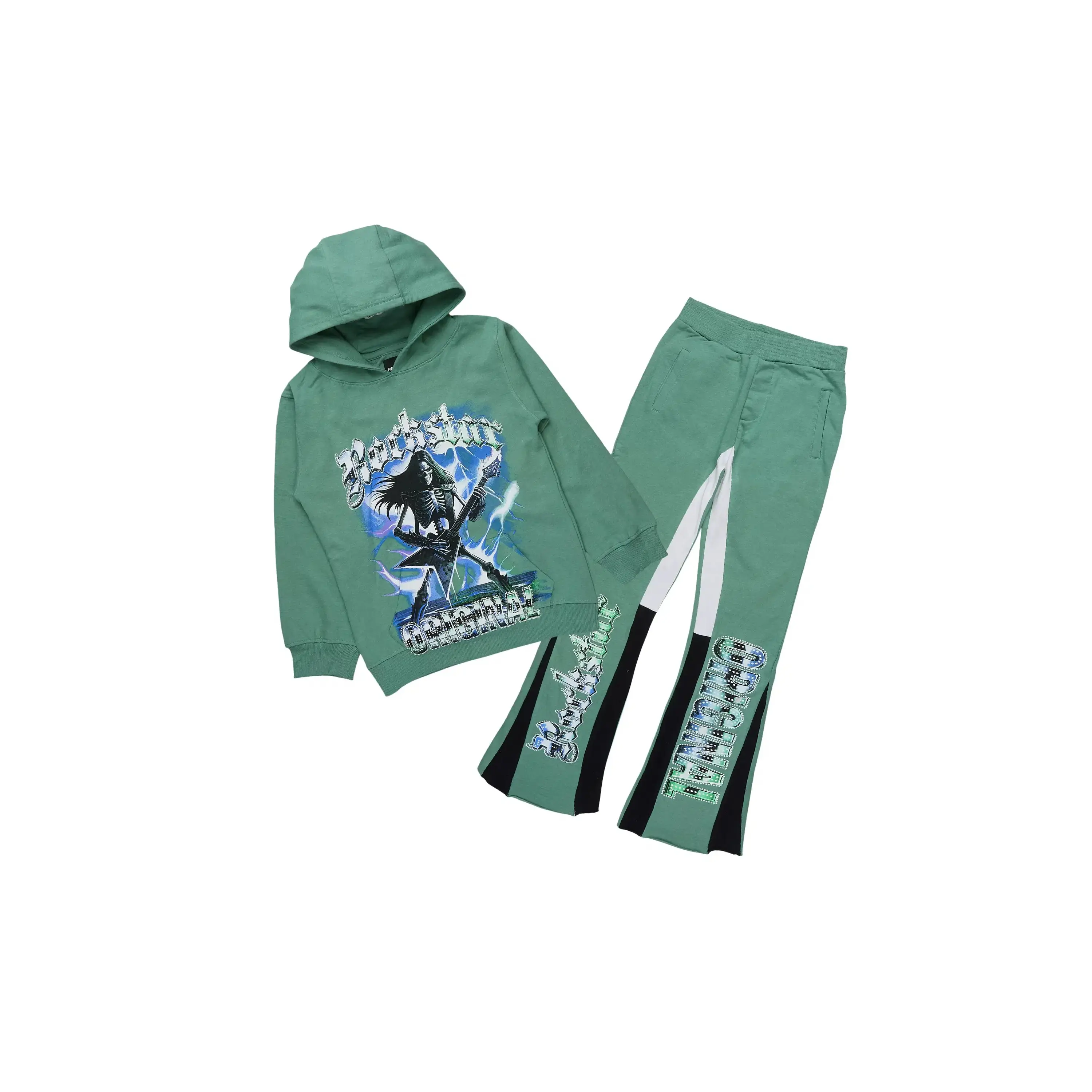 Boys Wekken Sage Hoodie Stacked Flare Track Set