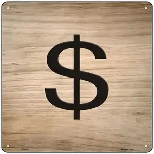 Dollar Sign Symbol Tiles Novelty Metal Square Sign