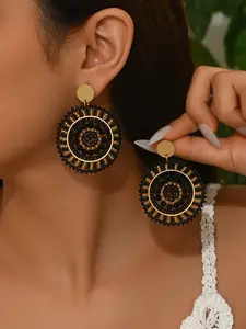 1 Pair Boho Vintage Multicolor Handmade Beaded Round Pendant Earrings, Elegant Ethnic Fashion Drop Earrings, Perfect Gift for Valentine's Day, Mother's Day, Women's Day, and the Wedding Season—perfect for women to wear on any occasion