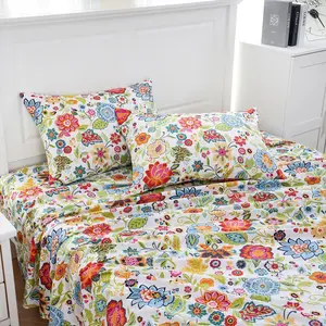 Extra Deep Pocket Queen-Floral Queen Size-Fit Up to 18"-24" Mattress-1800 Microfiber Cooling Ultra Wrinkle Free(Flower)