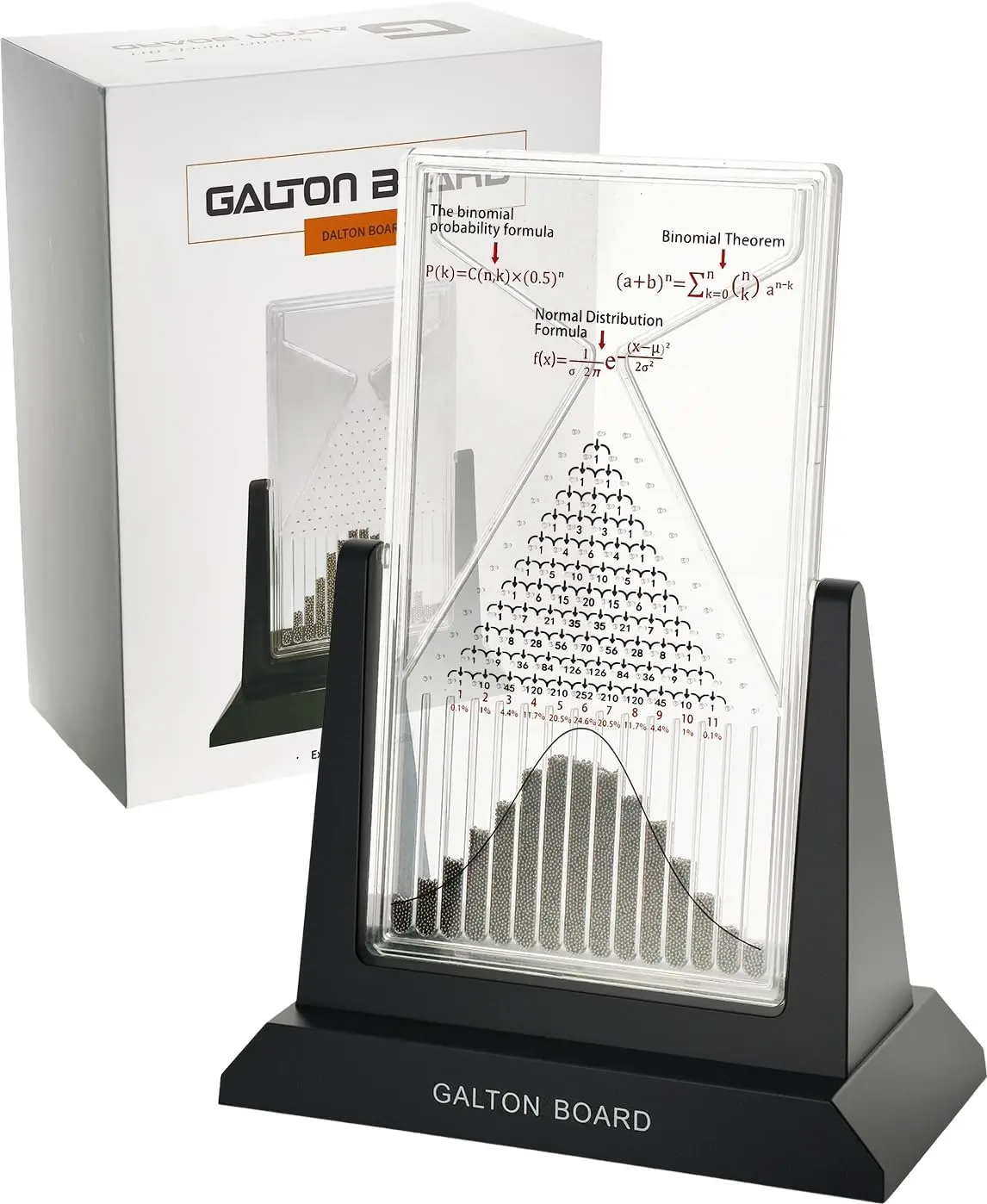 Powvan Galton Board STEM Desk Toy - Steel Beads Probability Demonstration Tool, Statistics Learning Bell Curve Kit, Premium Unisex Graduation Gift for 12+ Math Enthusiasts