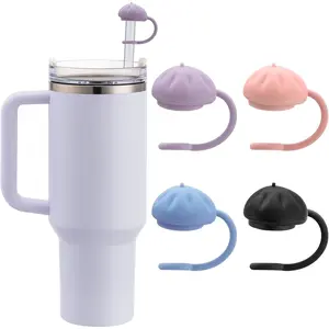 Straw Cover Cap for Stanley Cup 30 40 oz, Silicone Straw Toppers Berets Hat, Tumbler Cup Accessories for 10mm Straw Cute Gifts for Women