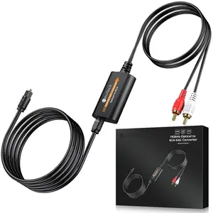 Neoteck 192kHz DAC Converter 7ft/2.1m Optical to RCA Cable SPDIF to RCA Converter Digital to Analog Converter with Built-in Audio Amplifier Chipset for HDTVs, Set-Top Boxes and DVD/Blu-Ray Players Accessories