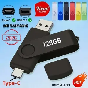 2026 New 360° Rotating Dual-In-One OTG Portable Flash Drive, 512mb/64GB/128GB Micro & Type-C & USB, High Capacity U Disk for Smartphones