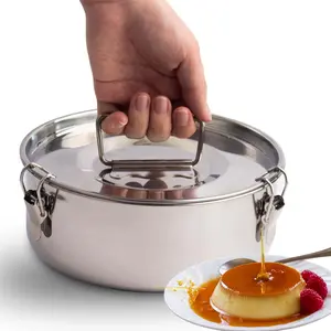 Stainless Steel Flan Pan, 63 oz Flanera Mold Cooker for Baking, Compatible with  3 6 8qt, Custard Pan, Flan dish with lid, Tart pan, Round fluted dish, oven dishwasher safe