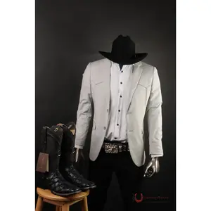 PLATINI MENS DOUBLE BOTTOM WESTERN/RANCHER GREY BLAZER - BLW10522
