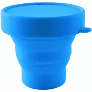 Menstrual Cup Sterilizer Cleaner,  Collapsible Silicone Cup Foldable Sterilizing Cup for Menstrual Cups and Storing Your Diva Cup - Foldable for Travel(Blue)