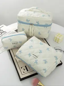 Floral Pattern Makeup Bag Set, 1/ Portable Cosmetic Storage Bag, Lightweight Zipper Storage Bag, Travel Storage Makeup Bag, Makeup Pouch