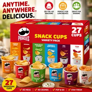 Pringles Potato Crisps Chips, Lunch Snacks, Snack Cups, Variety Pack, 19.5oz Box (27 Cups)