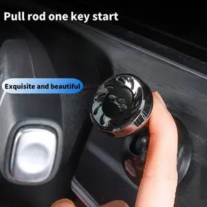 Car Metal One-Button Start Lever Fan Decoration Cover, Modified Lever Start Joystick Ball Decorative Sticker, Start Cover Button Cap, Sticker For Cars, Car Interior Decor, Car Accessories
