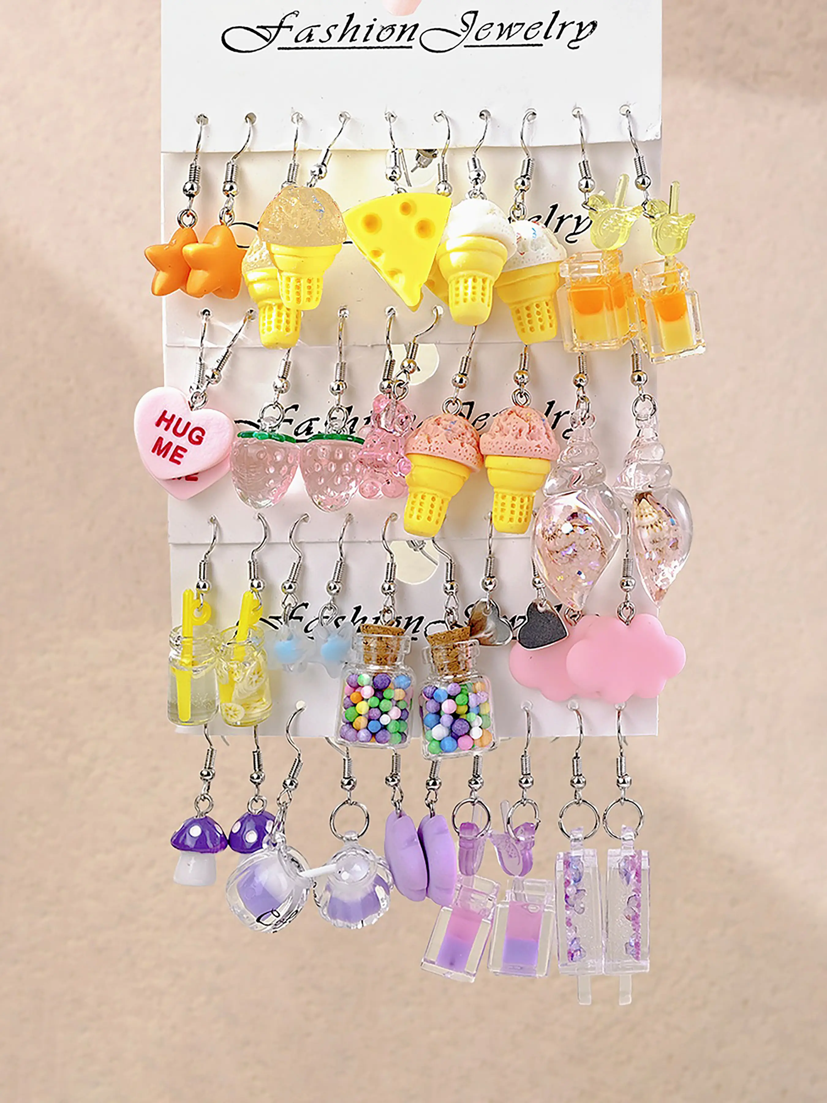 10-40pcs Fun Series Earrings for Kids, Day Gift, Birthday Present, Cute Jewelry Set for Girls, Party Favors, Fruit Veggie Earrings