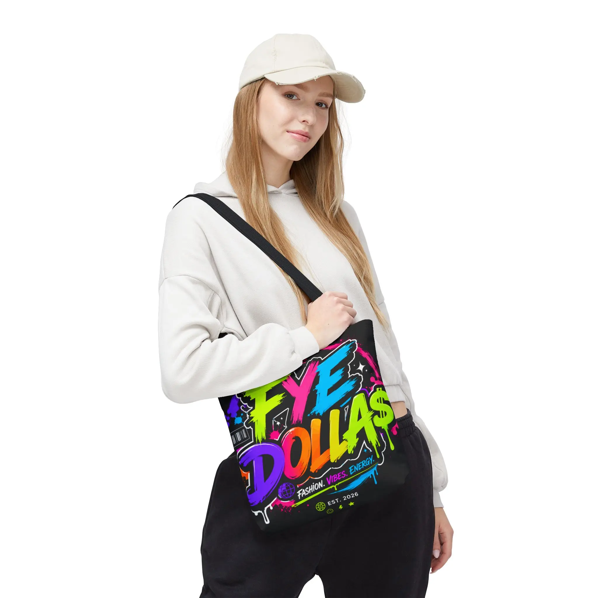 FYE Dolla Graffiti Tote Bag — Neon Streetwear Aesthetic, 'Fashion. Vibes. Energy.'
