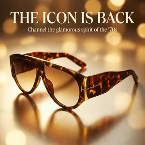 Vintage Tortoiseshell Pilot Sunglasses UV400 Blocking, Lightweight, Timeless 70s Style for All Face Shapes