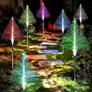 Solar Christmas Tree Lights Outdoor Waterproof, Outdoor Decoration Light, Solar Garden Pathway Lights, Colorful Yard Decor for Halloween & Christmas Parties