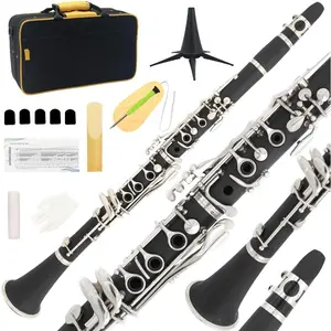 Clarinet - Band Clarinet for Beginner, with, Mouthpiece, Hard Case Bag and Cleaning Kit(Black)