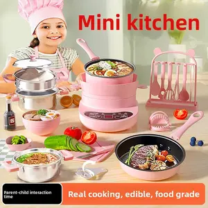 「Mini Real Cooking Kitchen Set | Full Kit of Actual Cookware Toys for Kids | Perfect Chef-Themed Birthday Gift for Girls」