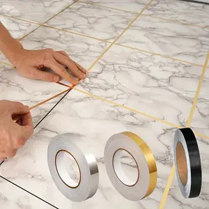50M/ 164ft Foil Self Adhesive Tile Sticker Waterproof Gap Sealing Tape Strip For Wall Floor Ceiling Furniture Edge DIY Home Decor Decal
