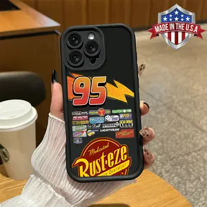 Cool Lightning McQueen 95 Rust-eze Cars Pattern Phone Case for iPhone Samsung 17 16 15 14 Pro Max 13 12 11 XR XS Plus Air Galaxy S26 S25 S24 S23 S22 Ultra Plus FE Shockproof Anti Drop Anti Scratch Durable Impact Resistant Soft TPU Cover gift for boy girl