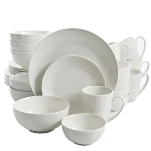 212 MAIN 30-Piece Ceramic Tableware Set - Ogalla Porcelain Dinnerware with Multi-Size Round Bowls, Dishwasher-Safe White Kitchenware Set
