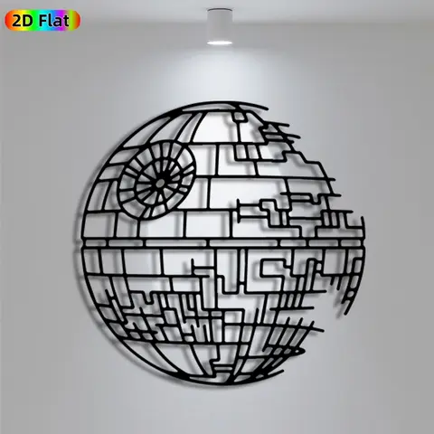 1pc Death Star Metal Wall Art, Statue Mural, Iron Craft, Decoration Items, Perfect for Living Room, Lounge, Outdoor Decor, Intricate Craftsmanship, Artistic Metalwork, Halloween Decor, Ideal Gift for Trend Seekers, Modern Art Design