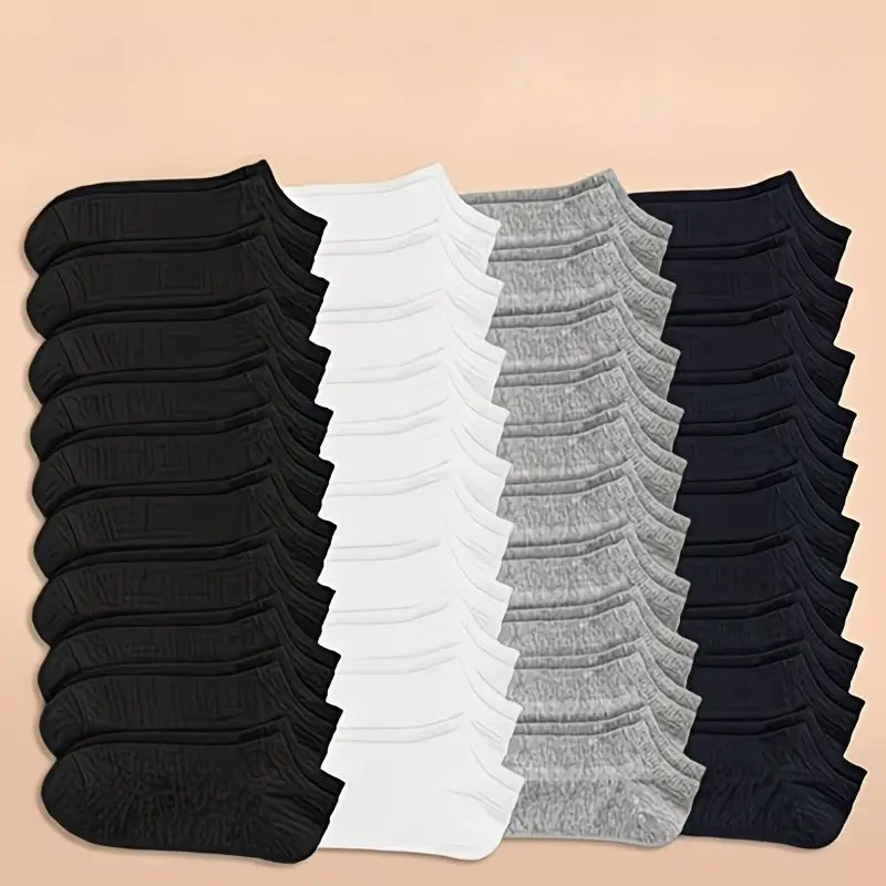 20 Pairs Women’s Solid-Color Low-Cut Ankle Socks – Soft Breathable Cotton-Spandex Socks for Daily, Outdoor and Athletic Wear