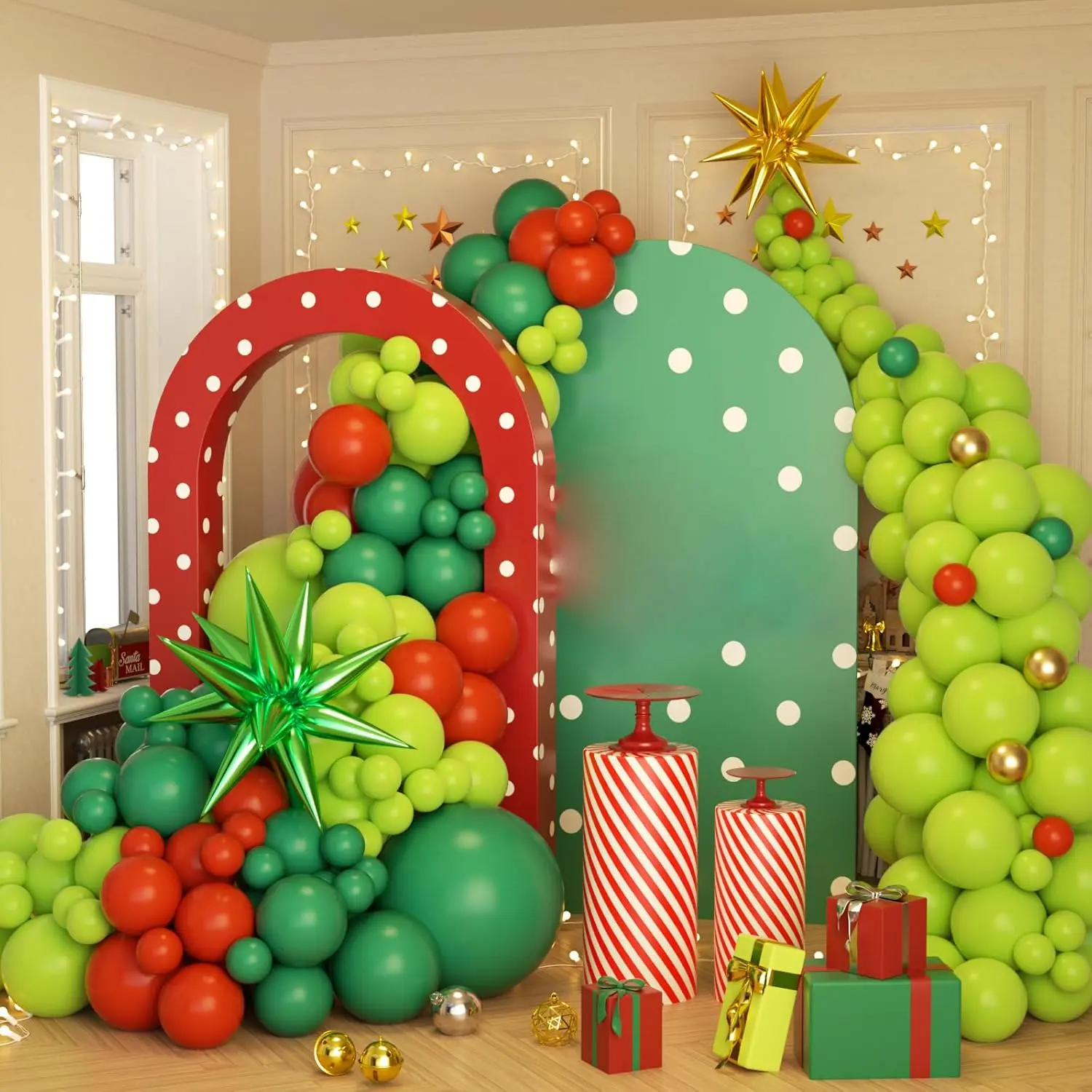 Green Balloon Arch Kit 178 Pcs Christmas Balloon Arch Garland Kit Includes Green and Red Balloons Include Green Red Balloons for Christmas Birthday Party Decorations Supplies