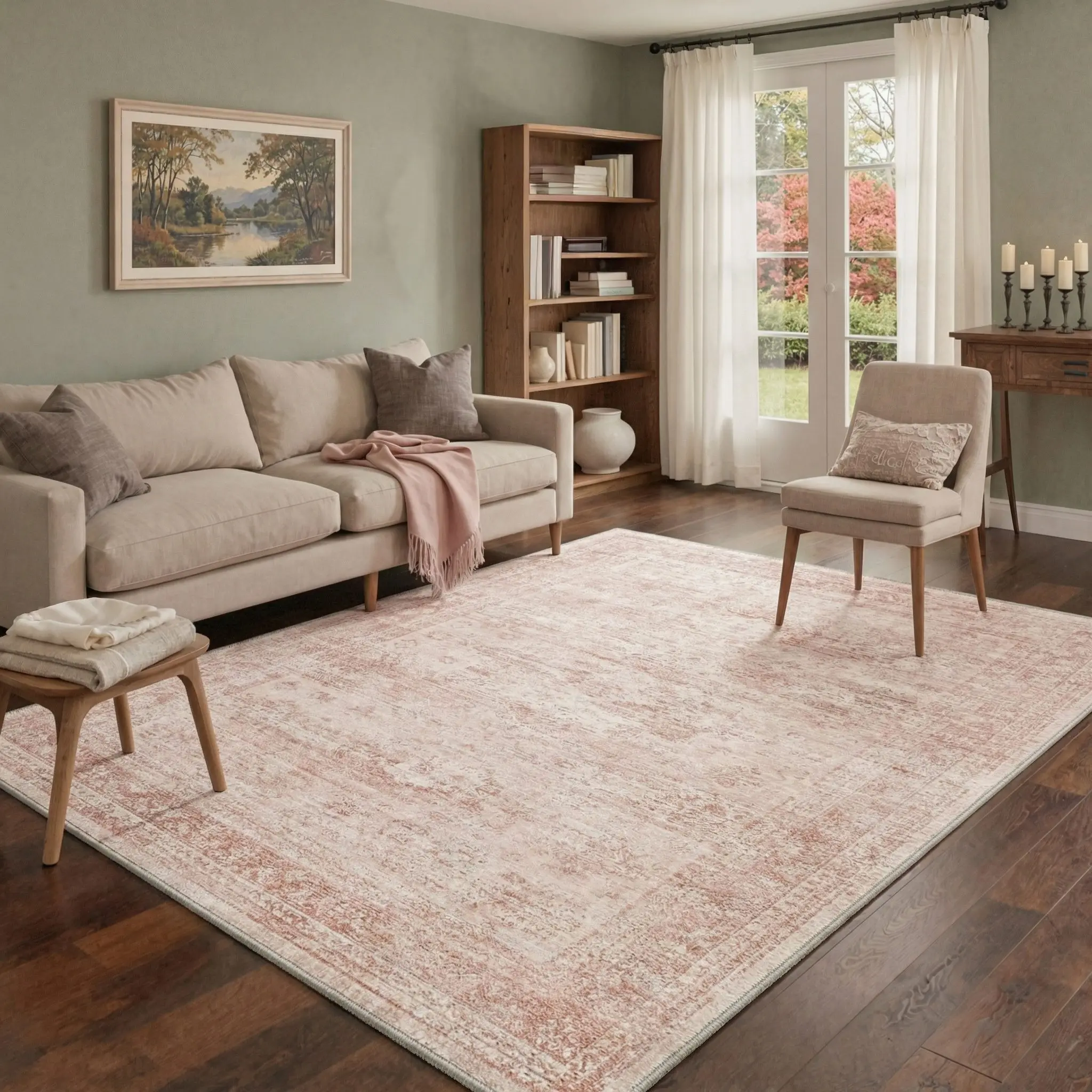 【Back To School】GENIMO Rug – Machine Washable, Soft, Pet Friendly, Non-Slip Area Carpet, Floor Rug Perfect for Living Room, Bedroom, Kitchen, Hallway, Elegant Home Decor ,ARP1546-PINK