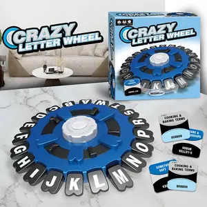 Desktop Creative Puzzle Mad Letter Game Board Parent-Child Tabletop Game Rhythm Spinning Disk Toy, Educational Fun Alphabet Board Game for Kids and Adults