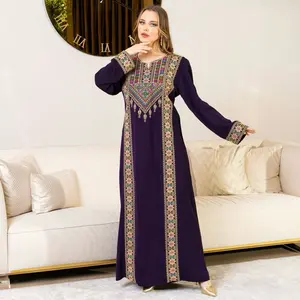 Women's Modest Embroidered Thobe Dress - Long Sleeves, Elegance, Comfortable, Well-Fit, Large Sizes, 1-Piece Islamic Occasion-Wear Robe with Embroidery Detail, Longsleeves