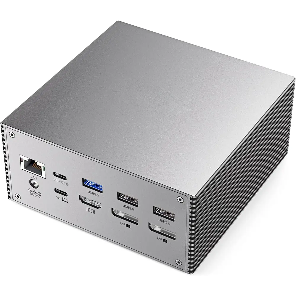 USB-C docking station (2 x 4K DisplayPort ports, 1 x HDMI port, 6 x USB ports, 60W USB PD fast charging). It works with your existing laptop to provide you with additional ports, faster connection speeds and features such as multi-monitor support.