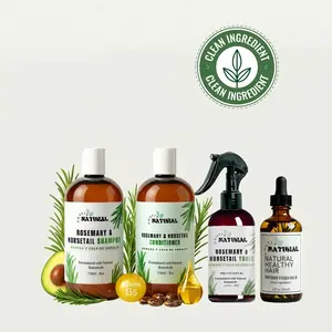 NEUTRA NATURAL Rosemary & Horsetail 8oz Shampoo & Conditioner Set with Vitamin B5, Avocado & Castor Oil, Clean Beauty Promise, Paraben-Free, Sulfate-Free, Vegan, 4 Products Bundle