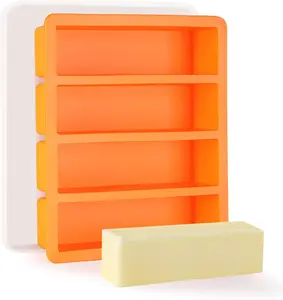 Silicone Butter Mold Tray with Lids, Non-Stick for Chocolate, Energy Bars and Cake (1Pack, Stylish Orange Color)