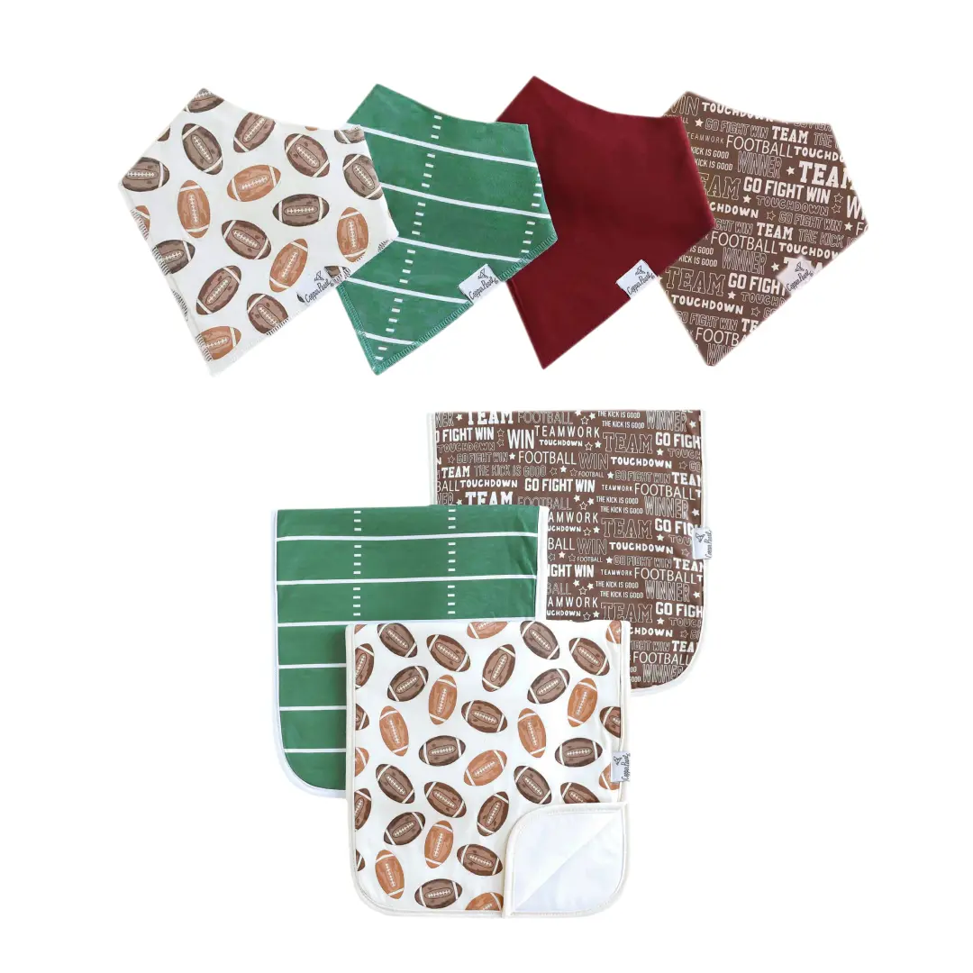 Copper Pearl Bib & Burp Cloth Bundle, Modern Fleece Bandana Bibs & Oversized Burp Cloths, 7-Piece Absorbent Baby Feeding Set, Blitz Print, All Over Print, 2 - 3 Years, Coordinating, Bib & Burp Cloths